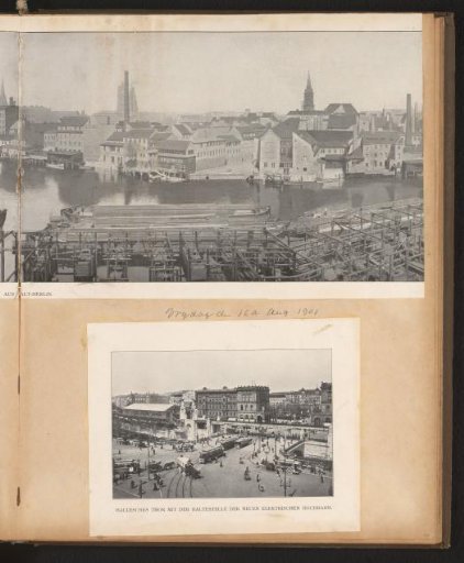 Panorama of the Spree from the harbor towards the north, and the Hallesches Tor, Berlin