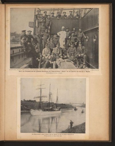 Group Portrait of the Crew and the Ship Gauss of a Polar Expedition