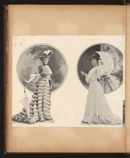 Portraits of two unknown fashionable women with parasols