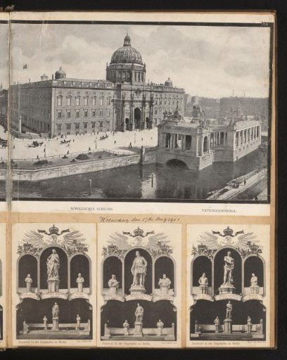 Panorama of the Berliner Stadtschloss and statues along the Siegesallee, Berlin