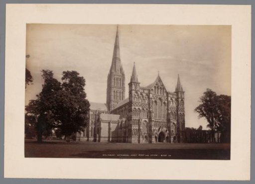 View of the western front and tower of Salisbury Cathedral
