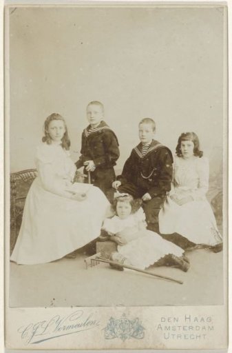 Studio portrait of five children Vermeuelen