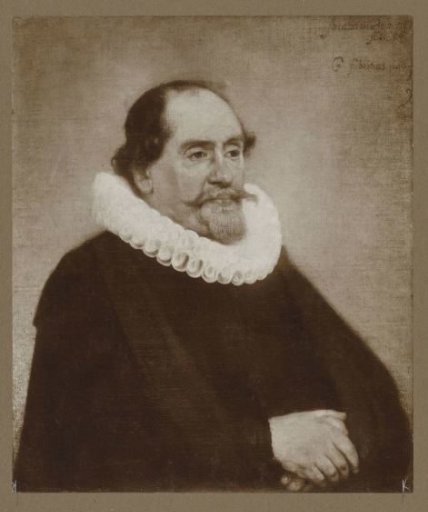 Photographic reproduction of a painting by Carel Fabritius, Portrait of the Amsterdam silk merchant Abraham de Potter