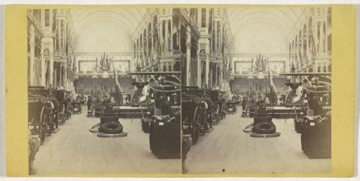 Carriages and a boat at the Exhibition of National Industry and Art in the Paleis voor Volksvlijt, Amsterdam