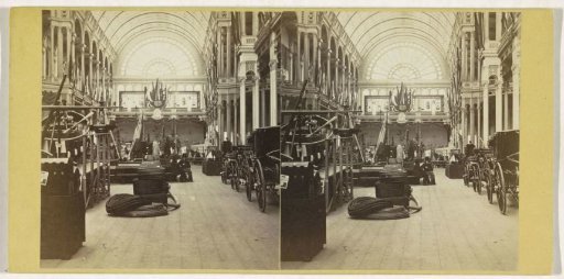 Boat and carriages at the Exhibition of National Industry and Art in the Paleis voor Volksvlijt, Amsterdam