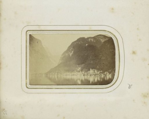 Hallstatt and surrounding mountains seen from the lake