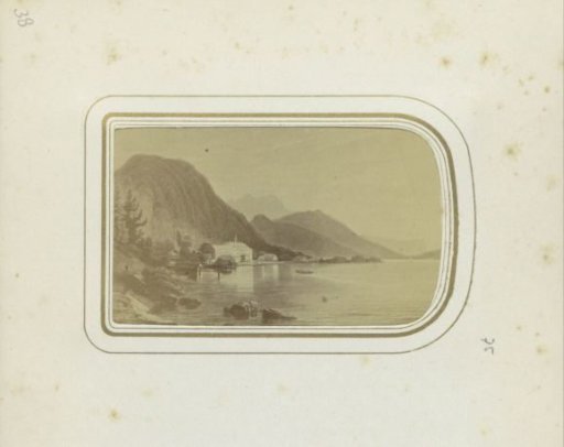Photographic reproduction of (presumably) a print of Weissenbach on the Attersee