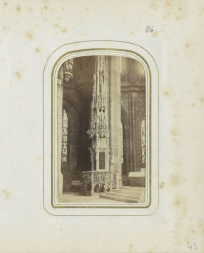 Tabernacle of St. Lawrence's Church in Nuremberg with the figure of Adam Kraft at the bottom