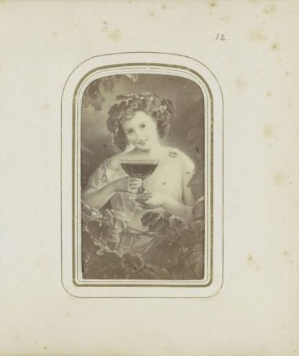 Photographic reproduction of a painting of a bacchante by August Riedel on Villa Rozenstein near Stuttgart