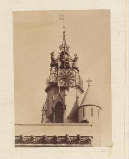 Spire of a church tower with carillon