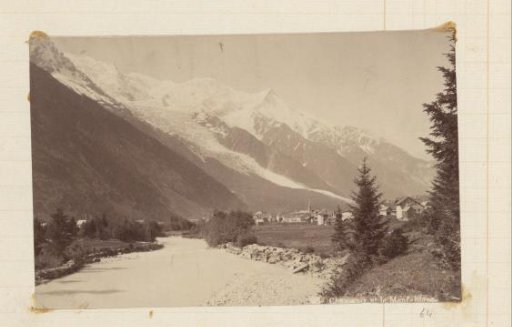View of Chamonix with the snow-capped peaks of Mont Blanc in the background