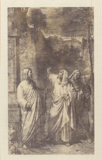 Photographic reproduction of (presumably) a drawing signed by 'Jean Bremond', depicting Christ and disciples in the Garden of Gethsemane