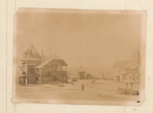 Half-timbered houses around a garden