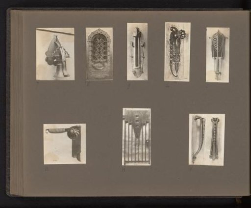 Seven forms of door furniture and a gate