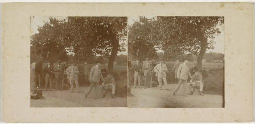 Group of amateur photographers (AFV) on a club outing with cameras, in the foreground probably Michel Ameschot