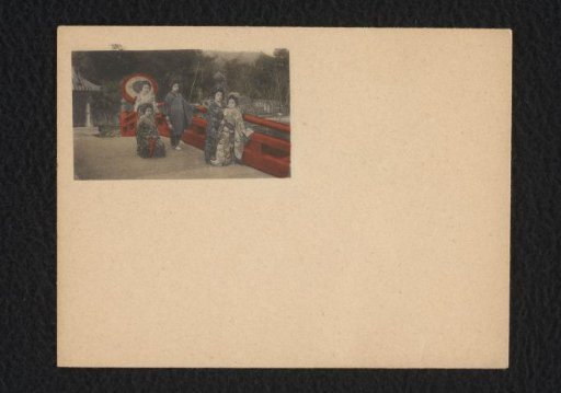 Group of Five Unknown Japanese Women on a Bridge