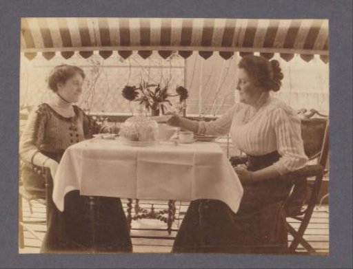 Tine Vermeulen and Another Woman on a Terrace