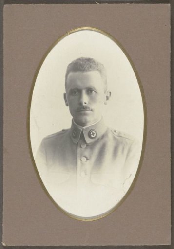 Portrait of a Man with a Mustache in a Military Uniform
