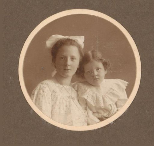 Portrait of a Girl with a Ribbon in Her Hair and a Toddler with a Lace Collar