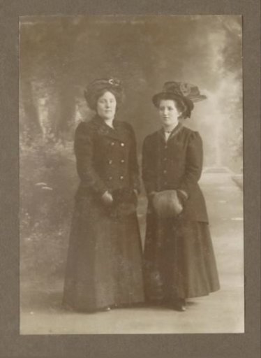 Portrait of two women in winter clothing