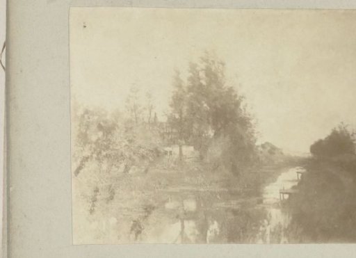 Photographic Reproduction of a Painting of a Rural Scene with Water and Trees