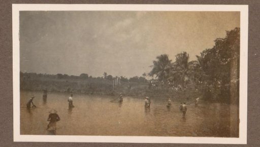 Fishermen Standing in Shallow Water in the Dutch East Indies