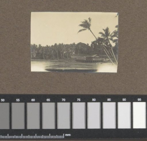 Shore with a building on stilts in the Dutch East Indies