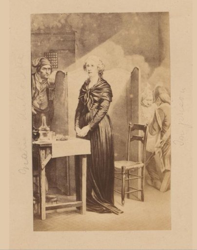 Photographic reproduction of a painting of Marie Antoinette in prison