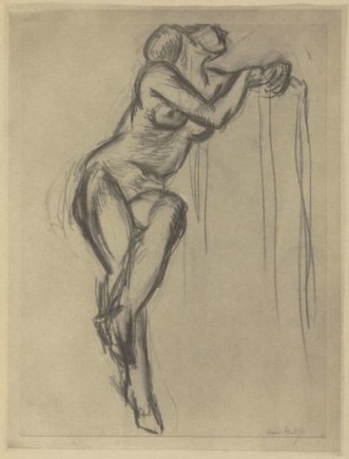 Reproduction of a Drawing of a Seated Nude
