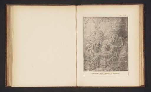 Reproduction of a sketch for a fresco in the Abbey of Maredsous, Belgium, depicting the Entombment of Christ