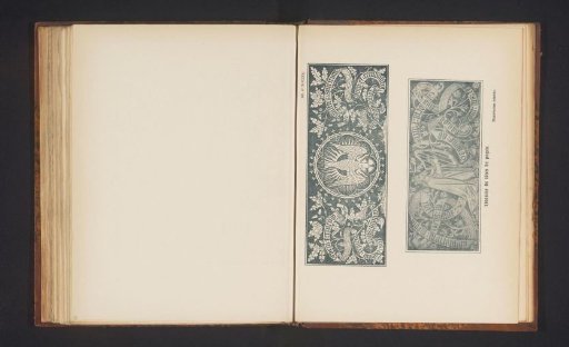 Two designs of page heads from books, one woodcut and one photomechanical reproduction