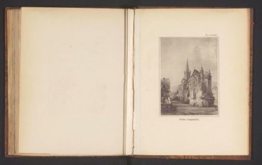 Reproduction of a watercolour of a view of a church