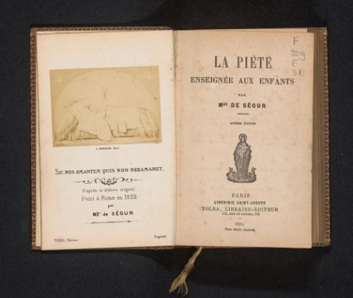 Photographic reproduction of a probable reproduction of a work depicting Christ in a manger with a chalice above him by Monsignor de Ségur