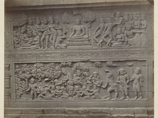 Bas-relief of Siddhartha in his youth on the north side of the wall of the Borobudur