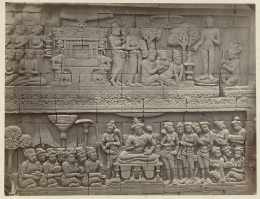 Bas-relief in the wall on the east side of Borobudur