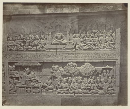 Bas-relief in the wall on the east side of Borobudur