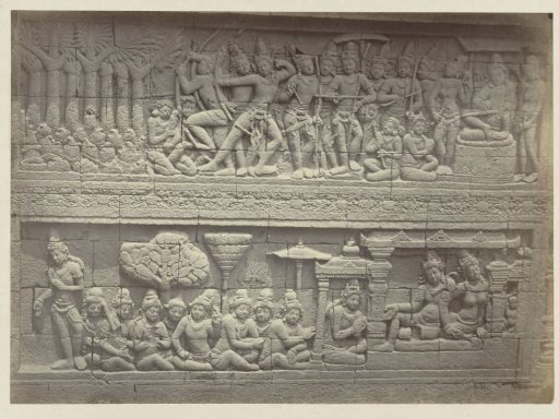 Bas-relief in the wall on the west side of Borobudur