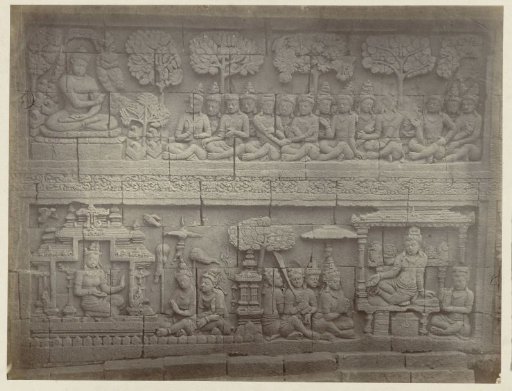 Bas-relief in the wall on the west side of Borobudur