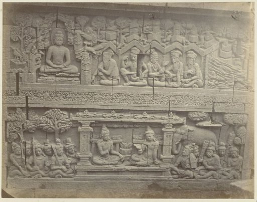 Bas-relief in the wall on the north side of Borobudur