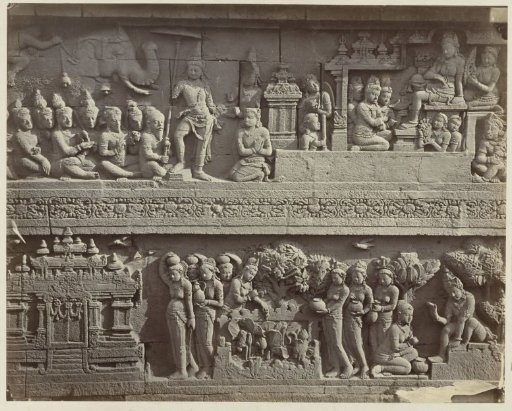 Bas-relief in the wall on the south side of Borobudur