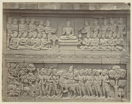 Bas-relief in the wall on the east side of Borobudur