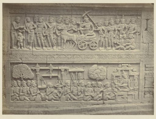 Bas-relief in the wall on the east side of Borobudur