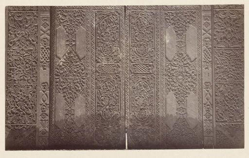 Wood carved mosque doors, said to come from Pajajaran. Talaga, Cirebon district, West Java province, 16th-18th century Indonesia