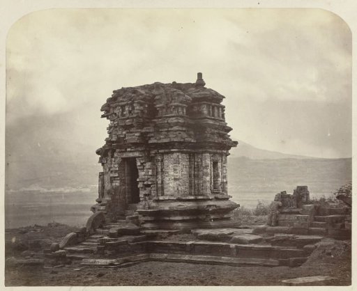 Candi Gatotkaca, general view with staircase projection and entrance (west). Dieng plateau, Wonosobo district, Central Java province, 8th-9th century.