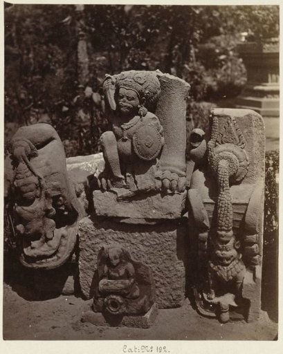Three waterspouts and a fighter between lion paws (former Lichte collection). Yogyakarta, Yogyakarta district, D.I. Yogyakarta province, 9th century.
