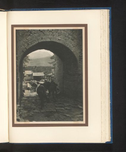 Camels under a gate in Peking