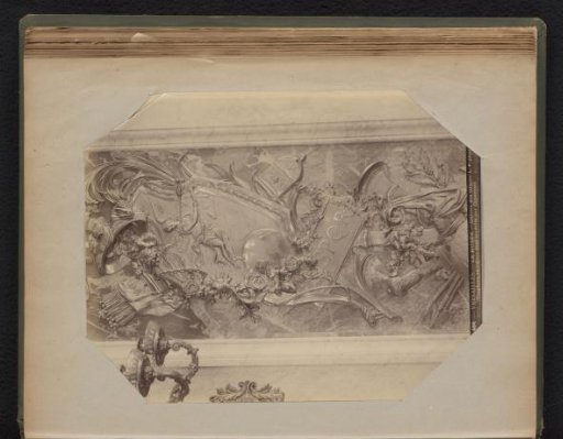 Gilded plaque with coats of arms and flowers
