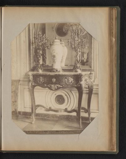 Table with two drawers, painted with gold paint