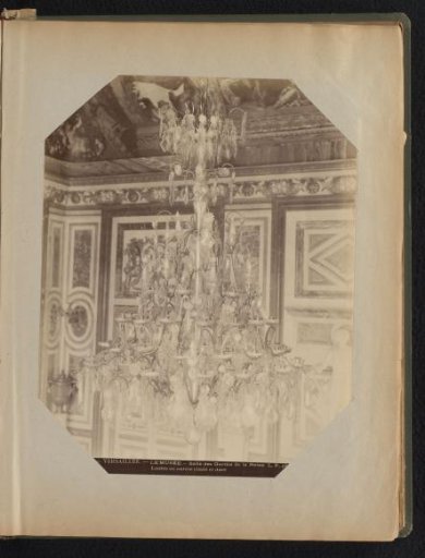Chandelier with crystal ornaments in the Palace of Versailles