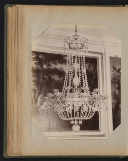 Bronze and crystal chandelier with small decoration